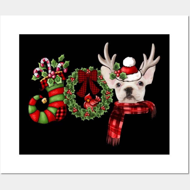 Christmas Joy Dwarf Stocking Reindeer French Bulldog Wall Art by Ripke Jesus